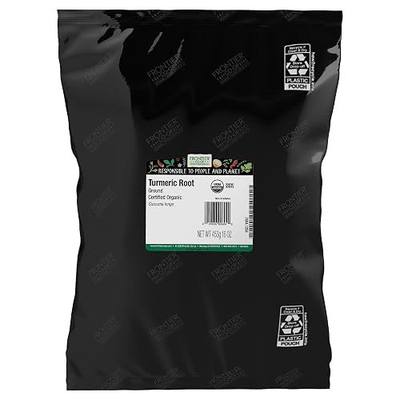 Frontier Co-op Organic Turmeric Root Powder - Turmeric Powder made with Ground Roots - For Cooking and Herbal Uses - Kosher | 16 Ounce (Pack of 1)