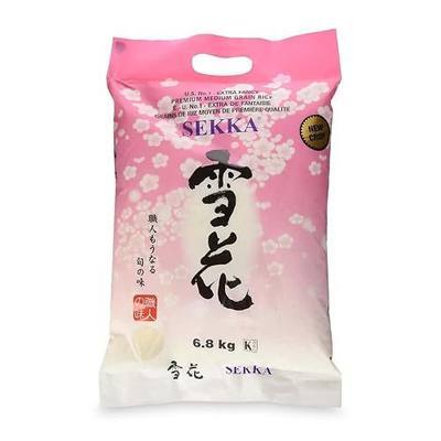 SEKKA Extra Fancy Medium Grain white Rice - Japanese Premium quality uncooked Rice | Milled Rice, Sweet and Chewy | Low Fat, Perfect for Authentic Asian Cuisine, 15 lb -(Pack of 1)