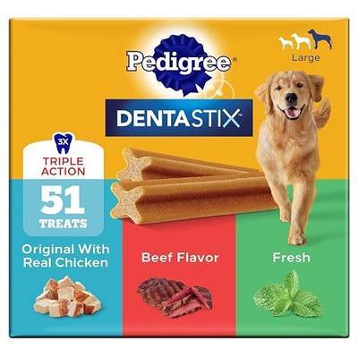 Pedigree Dentastix Large Breed Dog Dental Treats, Variety, 51 Count | Original, Beef & Fresh Flavors, triple action dental care, reduces tartar, cleans teeth, freshens breath, for dogs 40+ lbs