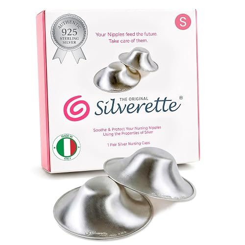Silverette® The Original Silver Nursing Cups, Nipple Covers for Breastfeeding Essentials, Pure 925 Silver Nipple Shields