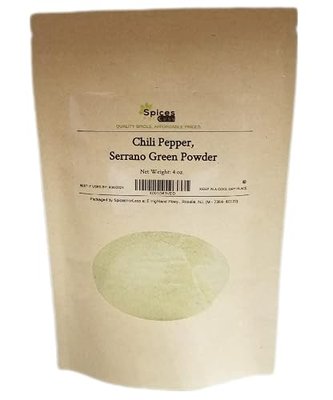 SFL Chili Pepper, Serrano Green Powder - Kosher - Resealable Pouch (4 oz)