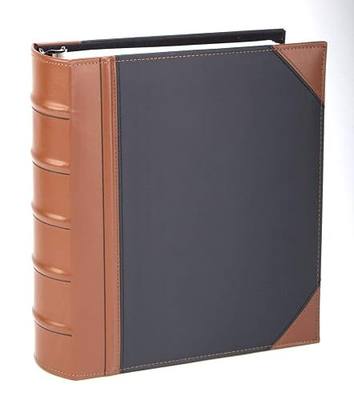 Executive Binder, English Leather 2 Tone with Stitching and Ribbed Spine, Heavy Duty 1.1/2 Inch 3 D-ring with Buster, Holds 350 8.5x 11 Sheets (Black)