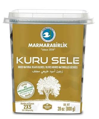 Marmarabirlik Turkish Black Olives, Dry Cured, Healthy Snacks, 28oz | Natural Mediterranean Pickled Olive for Salads, Mezze & Fresh Food Platters, Vegan, Kosher, Halal, Snack Packs, 2XSmall