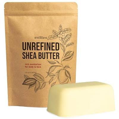 Raw Shea Butter – 100% Pure Unrefined African Shea Butter | Deep Moisturizer for Dry Skin, Hair and Scalp | DIY Body Butter, Lip Balm and Soap Base | Natural Earthy Aroma (1 lb Block)