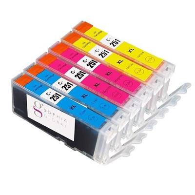High Yield Compatible Ink Cartridge Replacement for Canon CLI-251XL (Pack of 6: 2 Cyan, 2 Magenta, 2 Yellow)