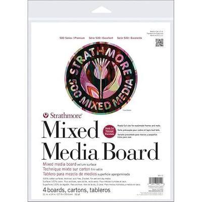 Strathmore 500 Series Mixed Media Board, 52 pt. Vellum Surface, 11 X 14 inches, Package of 4 (564-11)