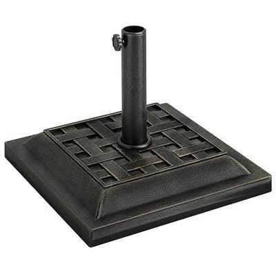 Outsunny 20lbs Patio Market Umbrella Base Stand for Φ1.5/1.89" Pole Bronze | Resin Parasol Holder Square, Beautiful Decorative Pattern, Easy Setup, Beach, Lawn, Deck, Backyard, Garden