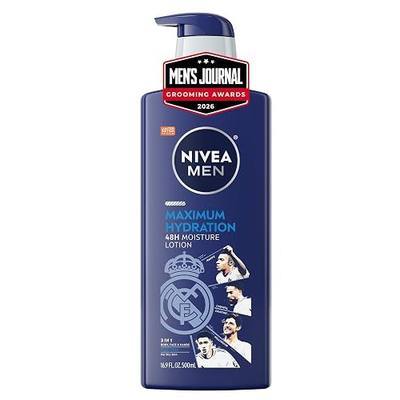 NIVEA MEN Maximum Hydration Lotion, 48-Hour Body Moisturizer, 16.9 FL OZ | Aloe Vera Body Lotion for Men, 3-in-1 Lotion for Body, Hands and Face, Fast Absorbing, Non Sticky