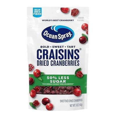 Ocean Spray® Craisins®, 50% Less Sugar Dried Cranberries, Dried Fruit, 5 Oz Pouch