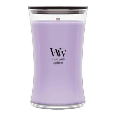WoodWick Lavender Spa Gifts for Women and Men, 21.5 oz Large Hourglass Candle with Crackling Wick