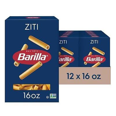 Barilla Ziti Pasta, Non-GMO Kosher Pasta, 16oz. (12PK)