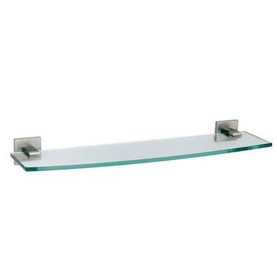 Gatco 4076 Elevate Bathroom Glass Shelf, Wall Mounted Tempered Glass Storage Shelf for Vanity Accessories, Satin Nickel