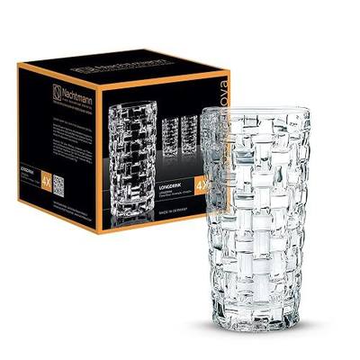 Nachtmann Dancing Stars Bossa Nova Collection, Long Drink Glass Set of 4 Clear Crystal Glass, for cocktails and cold Beverages 14-Ounce, Dishwasher safe