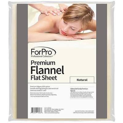 ForPro Professional Collection Premium Flannel Flat Sheet for Massage Tables, Ultra-Light, Stain and Wrinkle-Resistant, 63" W x 100" L, Natural