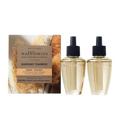 Bath & Body Works Wallflowers Refills, Mahogany Teakwood Scent, Plug-In Air Freshener Refills for Bedrooms, Bathrooms & Living Spaces, 2 Pack