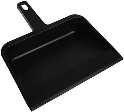 Genuine Joe 12" Heavy-Duty Plastic Dust Pan – Durable Black Design for Home & Commercial Cleaning, 1 Count | Ultimate Pickup for Debris & Small Particles | Convenient Storage & Long-Lasting