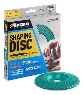Kutzall Extreme Shaping Disc - Medium, 4-1⁄2" (114.3mm) Diameter X 7⁄8" (22.2mm) Bore - Coping Woodworking Angle Grinder Attachment for DeWalt, Bosch. Abrasive Tungsten Carbide, SD412X70