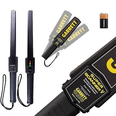 Garrett Super Scanner V Handheld Security Metal Detector Wand, USA Made | Professional grade self-calibrating security wand. Scans all metals with silent/vibrate or audible alarm options