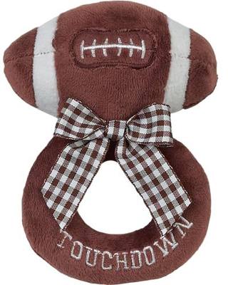 Bearington Collection Baby Touchdown, 5.5 Inch Plush Stuffed Baby Football Soft Ring Rattle