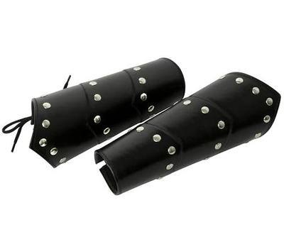 Set of Faux Leather Arm Guards - Black - One Size