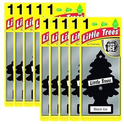 LITTLE TREES Car Air Freshener | Hanging Paper Tree for Home or Car | Black Ice | 10 Pack