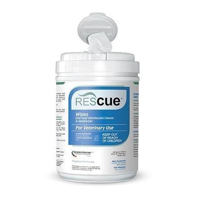 REScue One-Step Disinfectant Cleaner & Deodorizer Wipes for Vet Use – Cleaner for Kennels, Litter Boxes, Vet Offices, Pet Grooming Surfaces, Pet Items – Wipes Canister, 160-Count (Pack of 1)