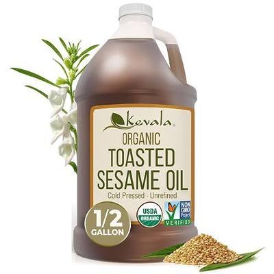 Kevala Organic Toasted Sesame Oil | Pure Toasted Sesame Seed Oil for Cooking, Marinades, and Dressings | USDA Organic, Kosher, Non-GMO Certified Vegetable Oil Alternative | 64 Fl Oz | 1-Pack