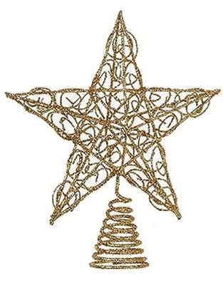Kurt Adler Chirstmas Tree Topper Gold Glittered Wire Star Tree Topper 6 inches