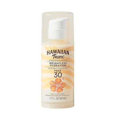 Hawaiian Tropic Weightless Hydration Lotion Sunscreen for Face SPF 30, 1.7oz | Travel Size Sunscreen Lotion, Beach Essentials, Sun Protection, Travel Sunblock Face, Summer Essentials, 1.7 fl oz