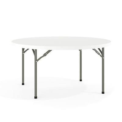 Flash Furniture 5' Round All-Occasion Plastic Folding Event Table for Parties and Trade Shows, Folding Banquet Table for Indoor/Outdoor Events, White