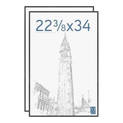 MCS Original Poster Frame 22.375x34 Black Lightweight Vertical & Horizontal Wall Hanging Large Picture Frame for Posters, Art Prints & Gallery Wall (2-Pack)