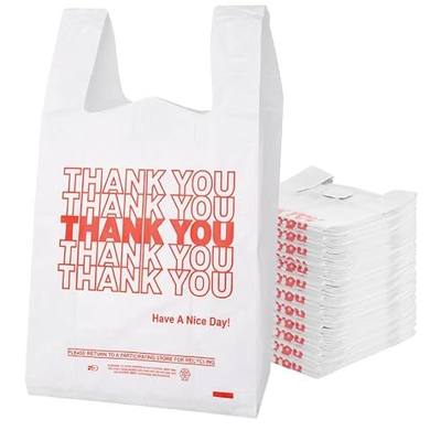 ASSUREPAK White HDPE Thank You T-Shirt Bags 7 x 3.5 x 13-1000 - 13 Microns