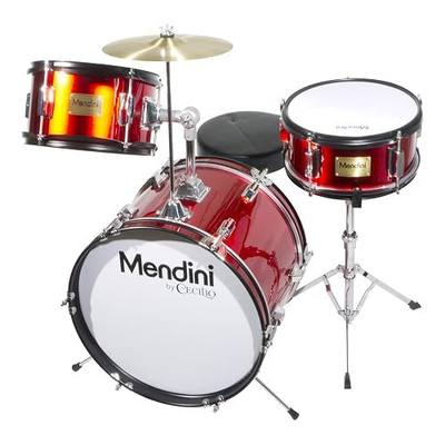 Mendini By Cecilio 16 Inch Drum Set, 3-Piece Junior Drum Set - Metallic Red | Drum Set for Beginners with Bass, Tom, Snare Drum,Cymbal, Drumsticks, Adjustable Padded Seat
