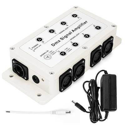 RioRand DMX Splitter Amplifier,8 Channel 3Pin 1 Input 8 Output Opto Isolated DMX512 Signal Distributor for Stage Lights,Moving Heads & DMX Controllers