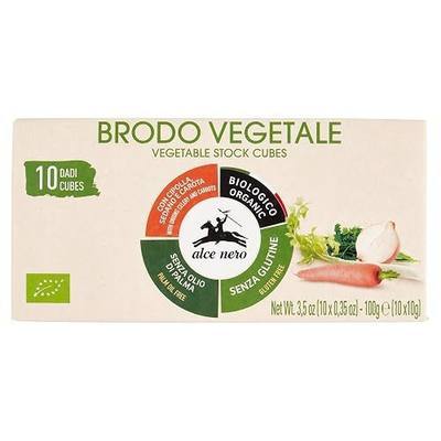 Alce Nero: "Brodo Vegetale" Organic Bouillon Cubes Pack of 1 (10 Cubes per pack), 10 Grams Each Cube