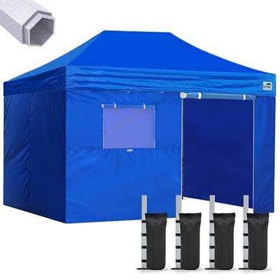 Eurmax USA Premium 10'x15' Pop-up Canopy Tent Party Tent Commercial Instant Canopies Shelter with Removable Sidewalls with Wheeled Carry Bag Bonus 4 Sand Bags(Blue)