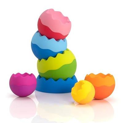 Fat Brain Toys Tobbles Neo Baby Stacking Toy | Weighted orbs wobble and spin. Grasping and fine motor skills. Developmental learning for babies and toddlers ages 6 months+