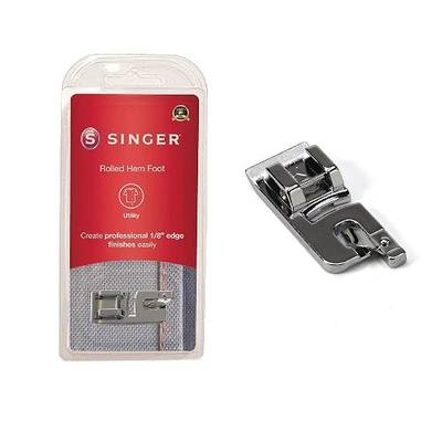 SINGER® Narrow Rolled Hem Presser Foot for Low-Shank Sewing Machines | 1/8 Inch hem, light to medium weight fabrics, couches over cord, compatible with household models
