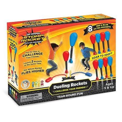 Stomp Rocket Original Dueling Rocket Launcher for Kids, 8 Rockets | Fun Outdoor Toys for Boys & Girls, Ages 5 & Up - Soft Foam Tipped Blaster Set with Mutiplayer Launch Stand Soars Up to 200ft