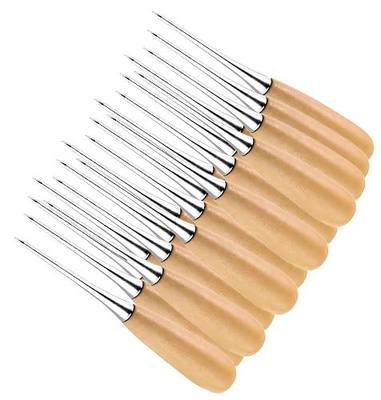 MAGIKON Sewing Awl 20-Pack, Wooden Handle Leather Stitching Repair Tool | Steel needle, wood handle, 4.75in length, 2.5in needle, 1-9mm hole, for leather canvas shoe bag repair