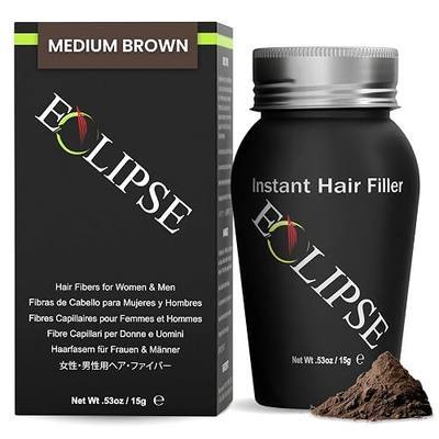 ECLIPSE Hair Fibers, Medium Brown, Conceals Visible Hair Loss, 15g | Keratin-Based Building Fibers Create a Naturally Fuller, Thicker Appearance for Thinning Hair for Women & Men, All Hair Types