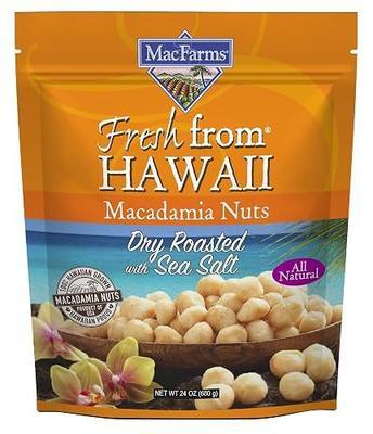 Macadamia Nuts | MacFarms Dry Roasted Macadamia Nuts 24 OZ (1 Pack) - Premium Roasted Nuts with Sea Salt Fresh From Hawaii, Sea Salt Flavored Healthy Snack | Fresh From Hawaii, Healthy Snack, Resealable Bag