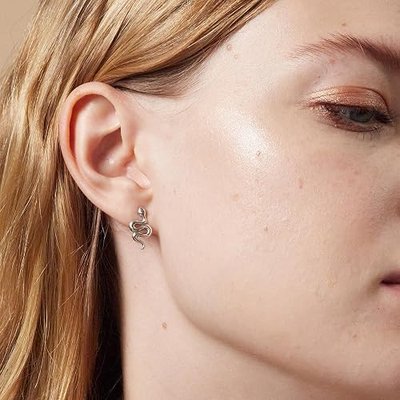 Boma Jewelry Sterling Silver Snake Stud Earrings