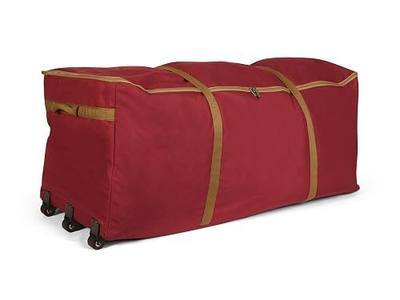 Covermates Keepsakes Christmas Tree Rolling Cinch Bag – Heavy-Duty Polyester Holiday Storage with Wheels, Reinforced Handles & Cinch Straps – Durable Christmas Tree Storage Solution, Red