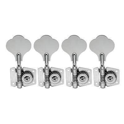 Musiclily Basic 4-in-line 24:1 Ratio Open Gear Machine Heads Tuners Tuning Pegs Keys with Clover Button for Electric Bass, Chrome