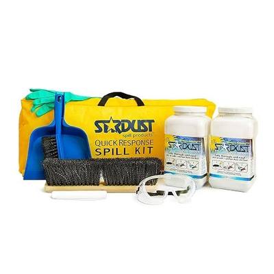 Stardust D710 Quick Response Spill Kits for Vehicles, Heavy Duty Duffle | Comprehensive, (2) 5-Quart Dispenser, PPE Kit, Broom Head, Broom Handle, Dust Pan, (10) Disposal Bags, Spill Products