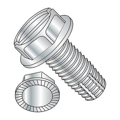 Small Parts 3716FSWS Steel Thread Cutting Screw, Zinc Plated Finish, Serrated Hex Washer Head, Slotted Drive, Type F, 3/8"-16 Thread Size, 1" Length (Pack of 10)