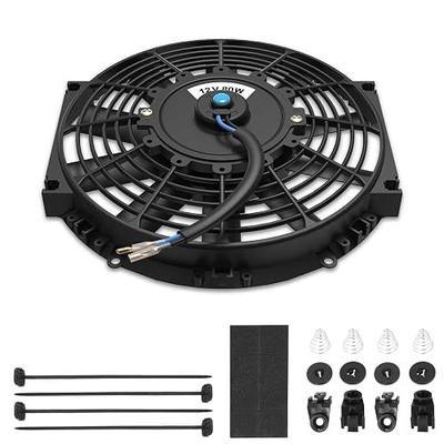 Auto Dynasty Universal 10 Inches High Performance Electric Slim Radiator Cooling Fan with Mounting Kit - 12V - Black (Pack of 1)