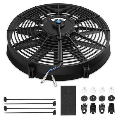 Auto Dynasty Universal 14 Inches Electric Radiator Slim Cooling Fan High Performance Cooling with Mounting Kit 1PCS, 12V, Black