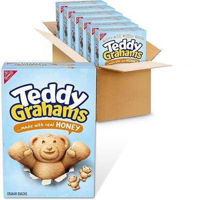 Teddy Grahams Honey Graham Snacks, Bulk Kids Snacks, 6 Boxes | Good Source of Calcium, 8g of Whole Grain Per 30g Serving, No High Fructose Corn Syrup, Artificial Flavor or Colors